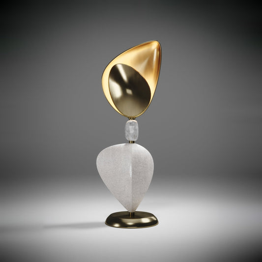 Sculptural Table Lamp in Shagreen with Quartz and Bronze Patina Brass by Kifu Paris