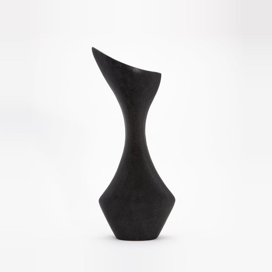 Sculptural Vase in Black Shagreen by R&Y Augousti