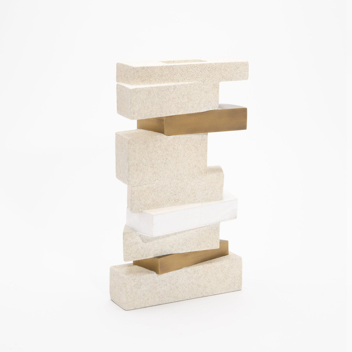 Sculptural Vase in Cream Shagreen, Shell, and Brass by KIFU Paris