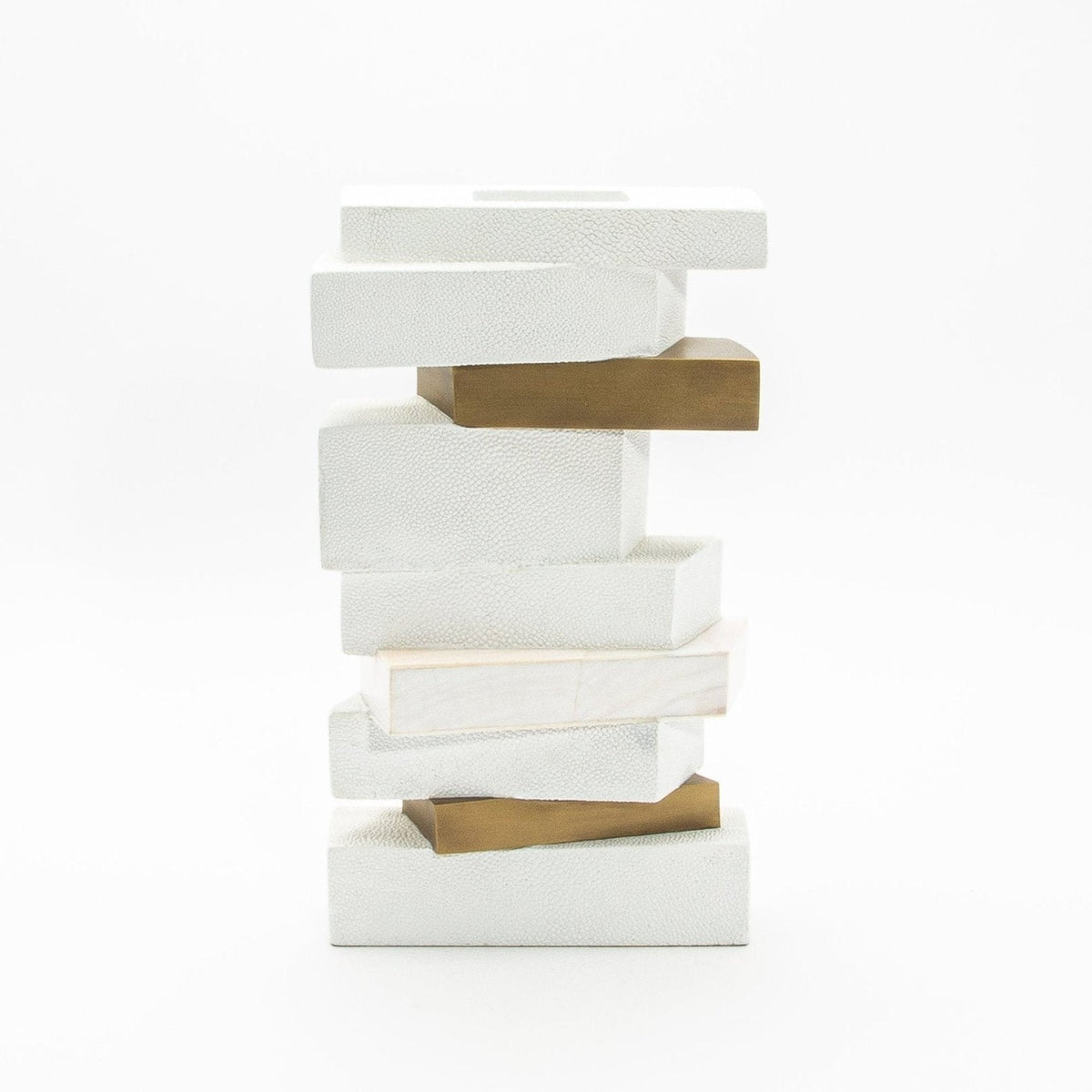 Sculptural Vase in White Shagreen, Shell, and Brass by KIFU Paris