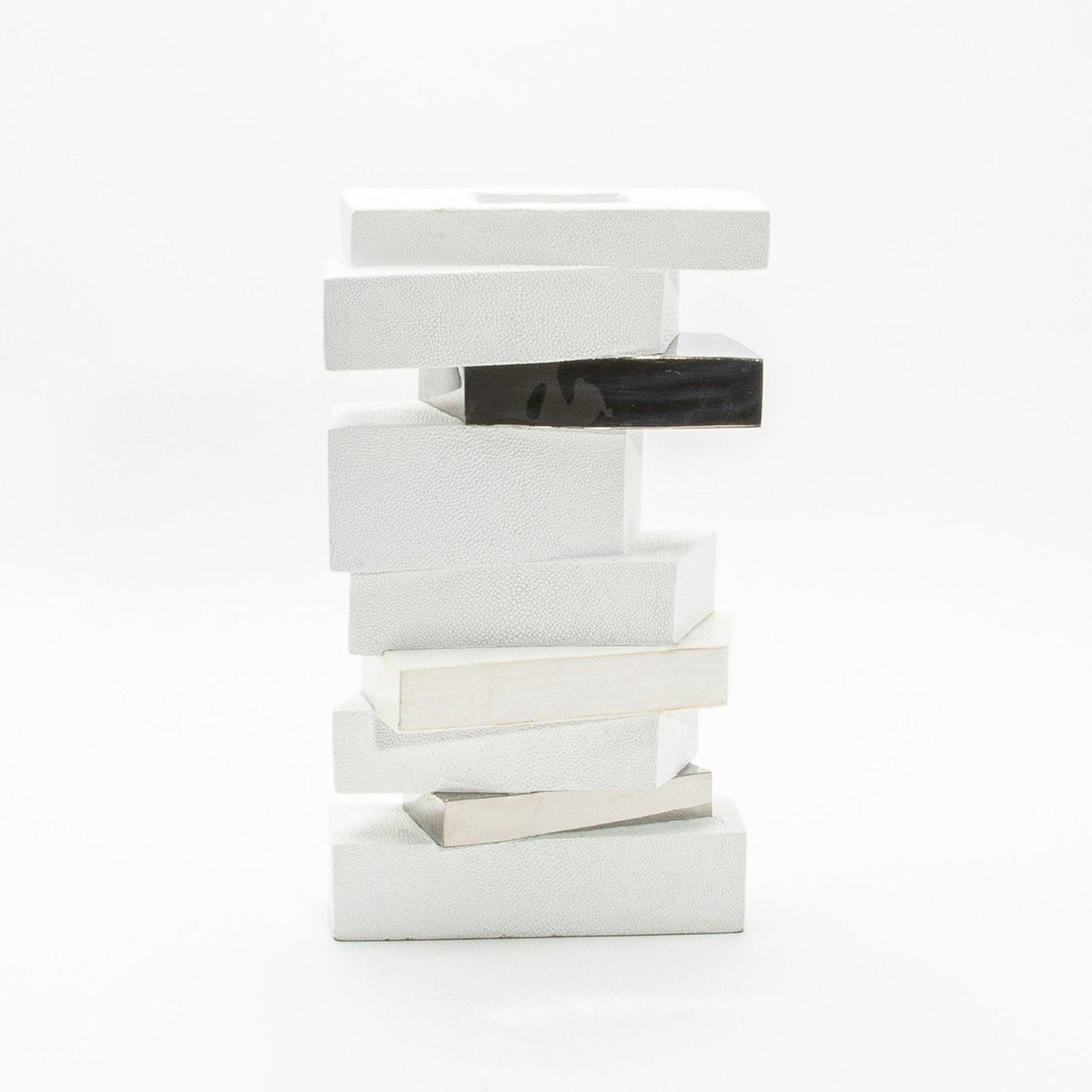 Sculptural Vase in White Shagreen, Shell, and Stainless Steel by KIFU Paris