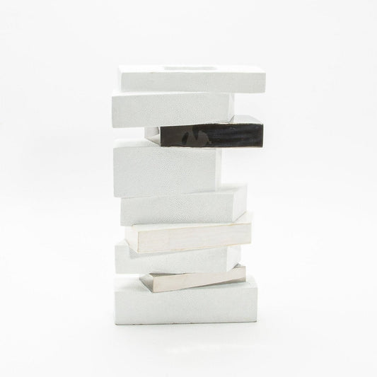 Sculptural Vase in White Shagreen, Shell, and Stainless Steel by KIFU Paris