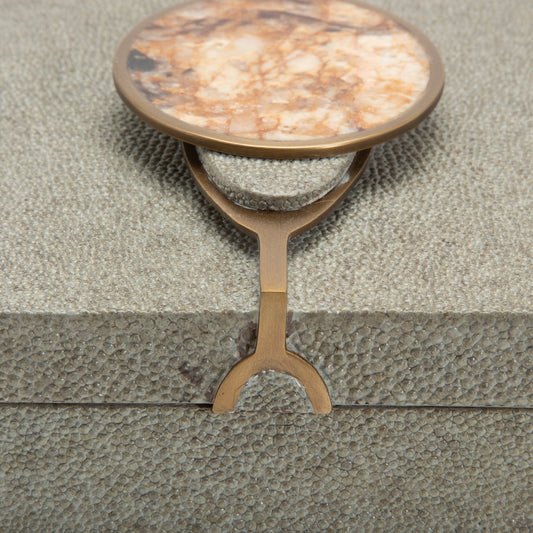 Set of 2 Boxes in Shagreen with Semi-Precious Stone and Brass by Kifu Paris