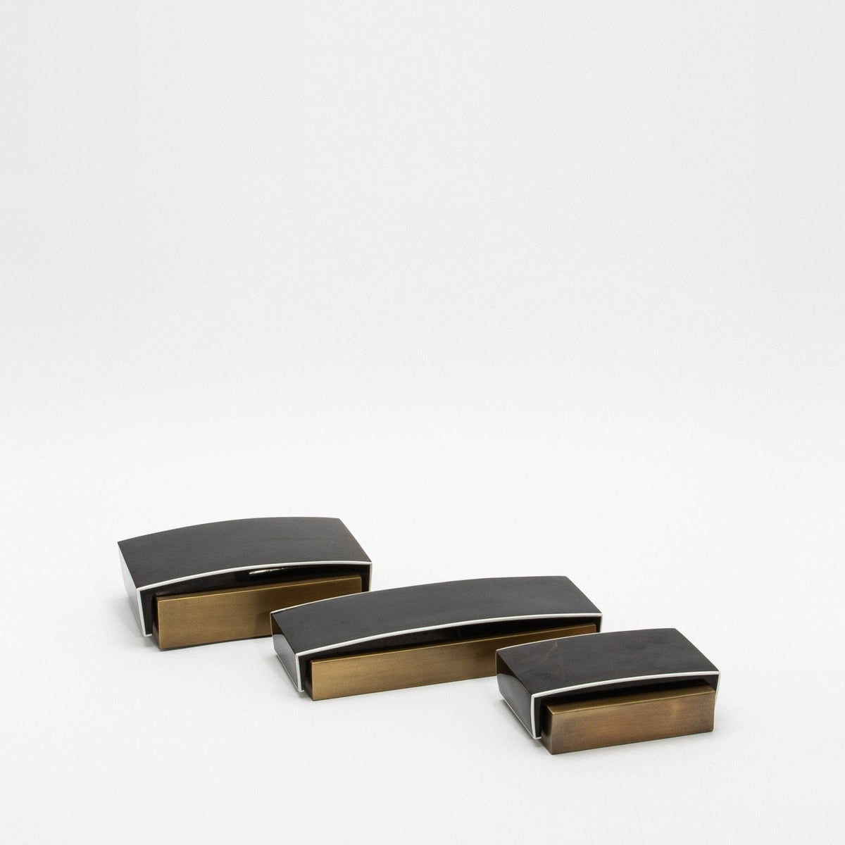 Set of 3 Boxes in Pen Shell Shagreen and Bronze Patina Brass by R&Y Augousti