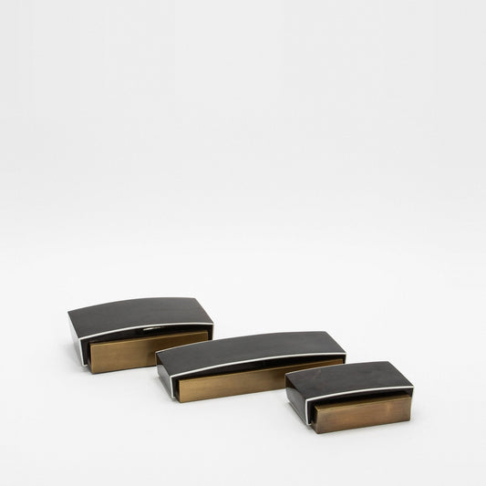 Set of 3 Boxes in Pen Shell Shagreen and Bronze Patina Brass by R&Y Augousti