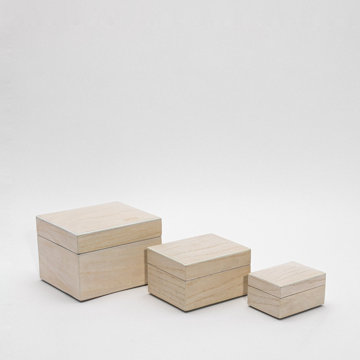 Set of 3 Curved Top Boxes in White Oak by R&Y Augousti