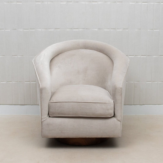 Swivel Chair in Grey Velvet with Walnut by MOGUL