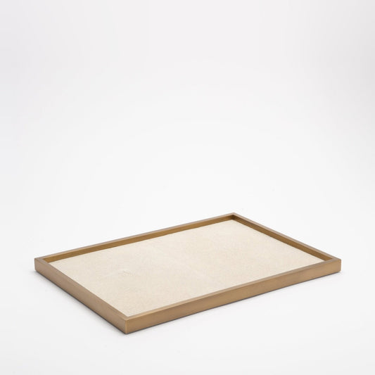 Tray in Antique Natural Shagreen with Bronze Patina Brass by Kifu Paris