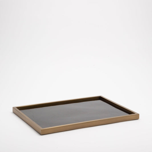 Tray in Black Pen Shell with Bronze Patina Brass by Kifu Paris