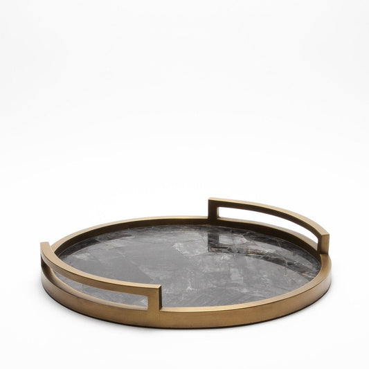 Tray in Black Quartz with Bronze Patina Brass by R&Y Augousti