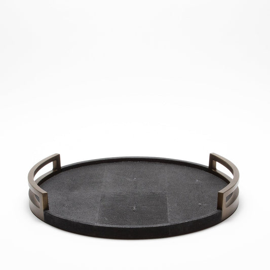 Tray in Black Shagreen with Bronze Patina Brass by R&Y Augousti