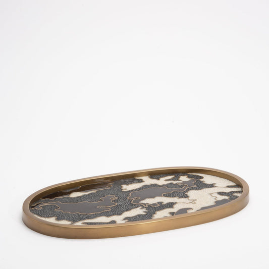 Tray in Camouflage Pattern with Bronze Patina Brass by Kifu Paris
