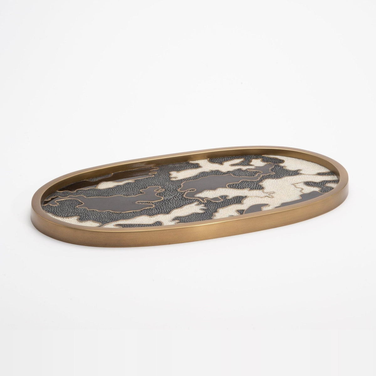 Tray in Camouflage Pattern with Bronze Patina Brass by Kifu Paris