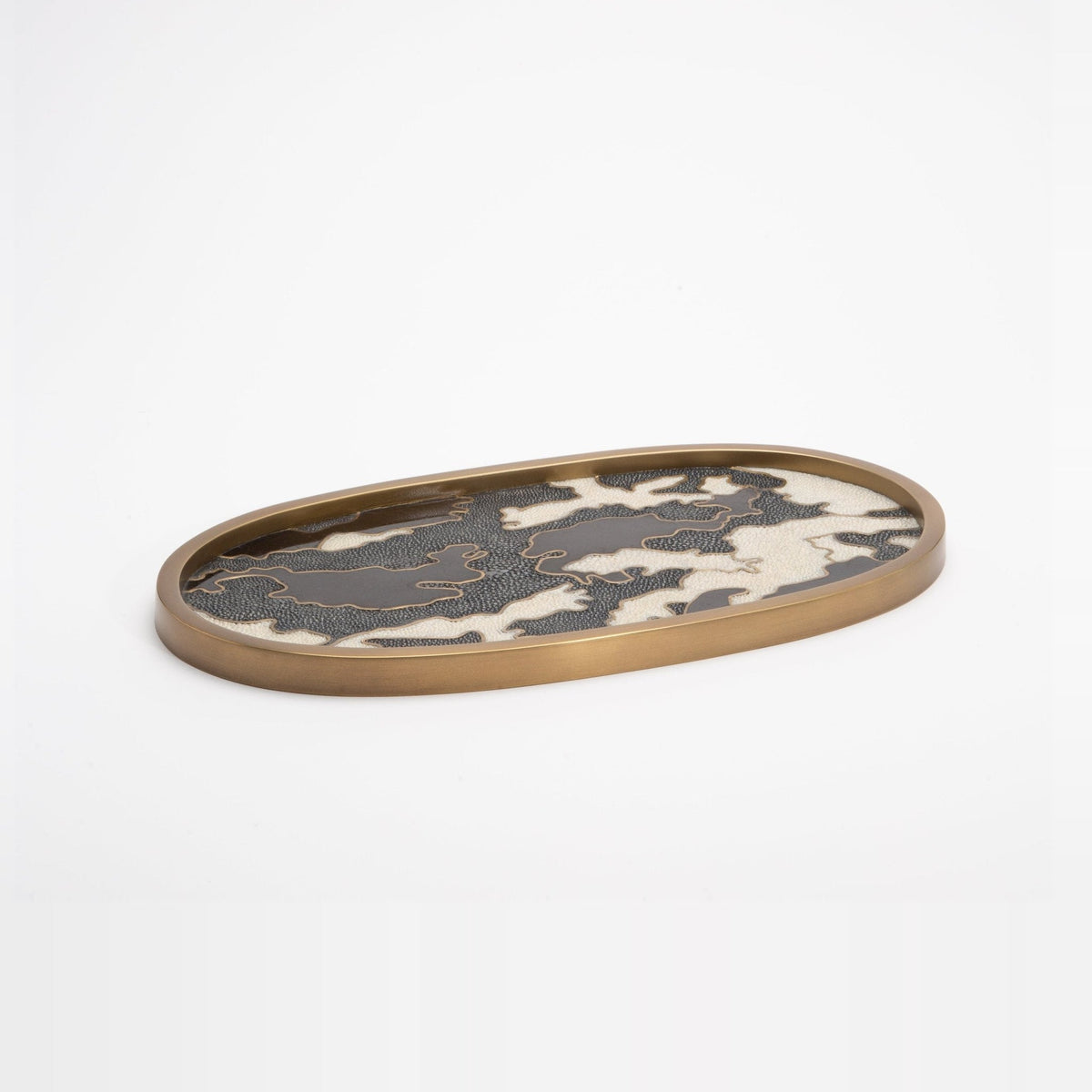 Tray in Camouflage Pattern with Bronze Patina Brass by Kifu Paris