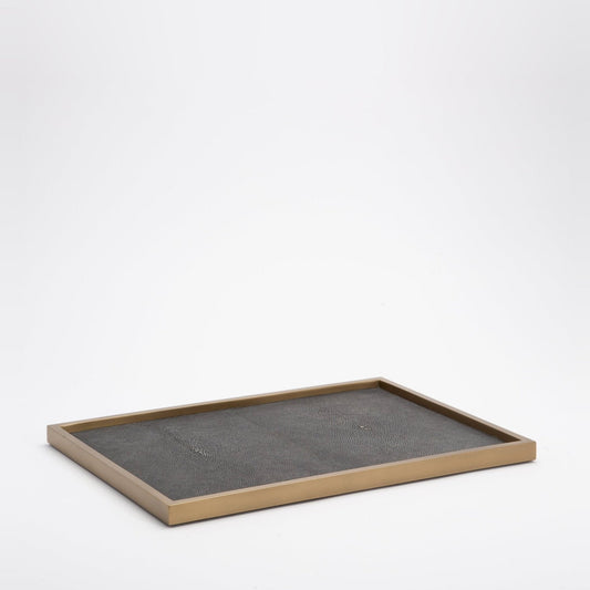 Tray in Coal Shagreen with Bronze Patina Brass by Kifu Paris