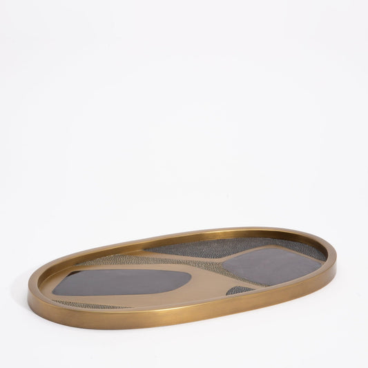 Tray in Cosmos Pattern with Bronze Patina Brass by Kifu Paris