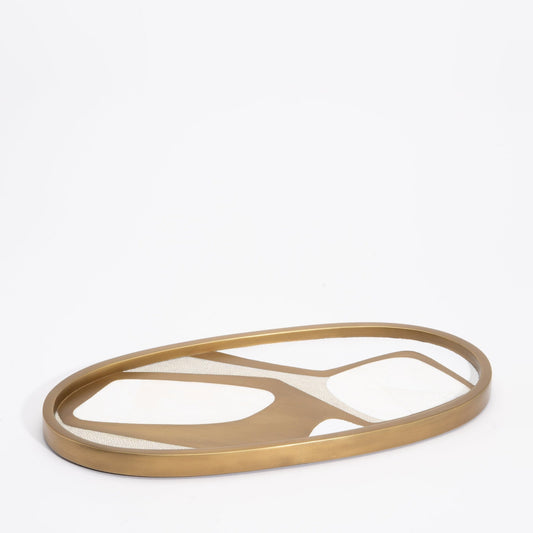 Tray in Cosmos Pattern with Bronze Patina Brass by Kifu Paris