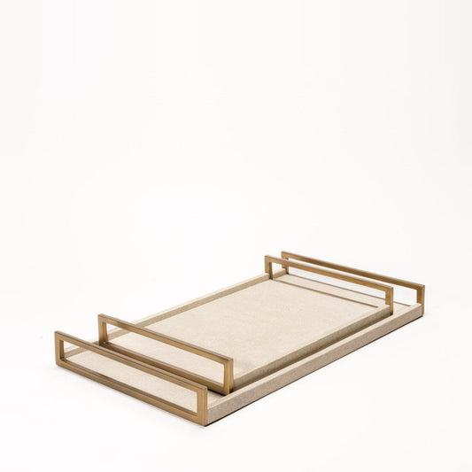Tray in Cream Shagreen with Bronze Patina Brass by R&Y Augousti