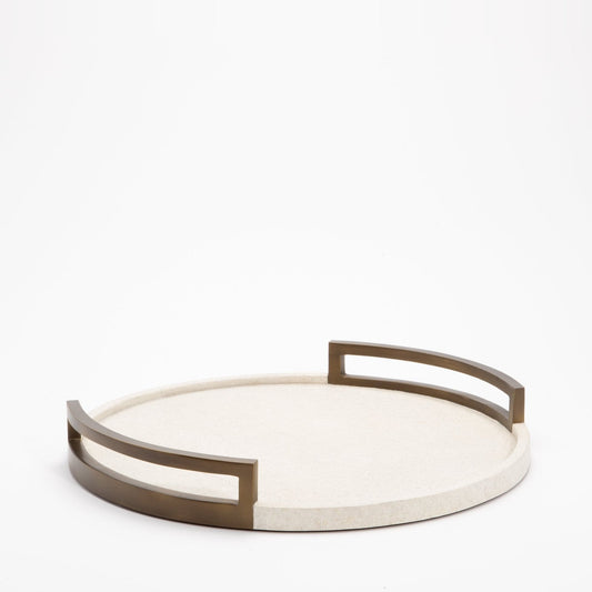 Tray in Cream Shagreen with Bronze Patina Brass by R&Y Augousti