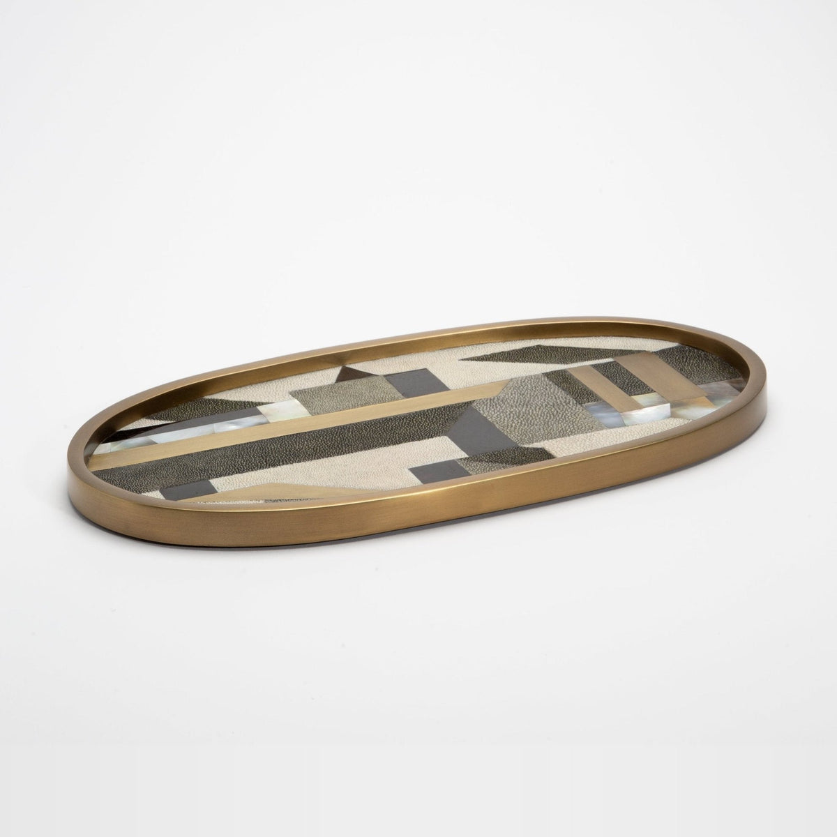 Tray in Geometric Pattern with Bronze Patina Brass by Kifu Paris