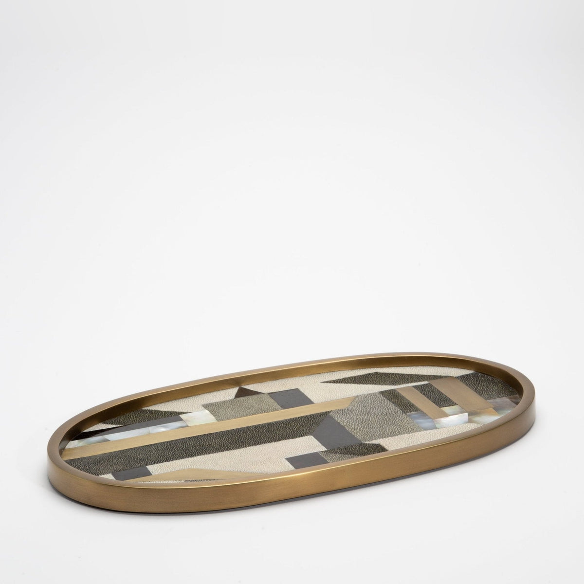 Tray in Geometric Pattern with Bronze Patina Brass by Kifu Paris