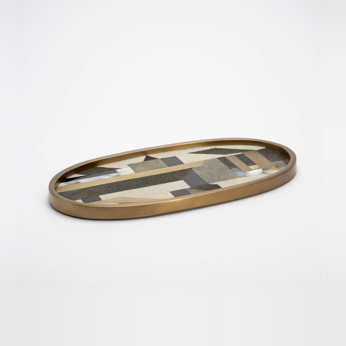 Tray in Geometric Pattern with Bronze Patina Brass by Kifu Paris