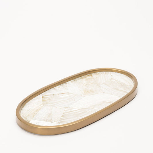 Tray in Mother of Pearl with Bronze Patina Brass by Kifu Paris