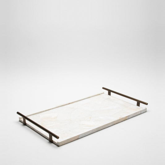 Tray in Mother of Pearl with Bronze Patina Brass by R&Y Augousti