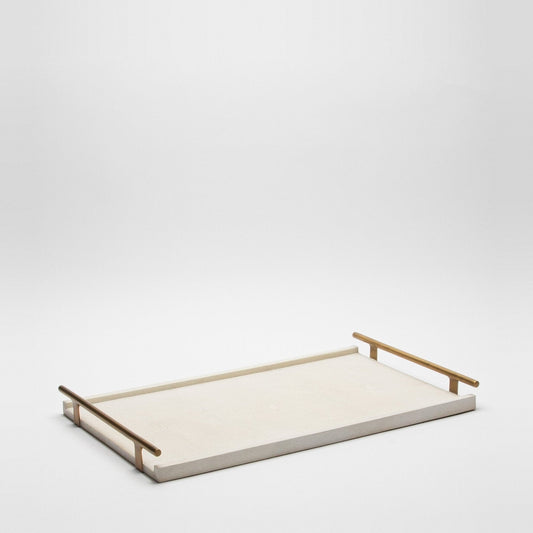 Tray in Natural Cream Shagreen with Bronze Patina Brass by R&Y Augousti