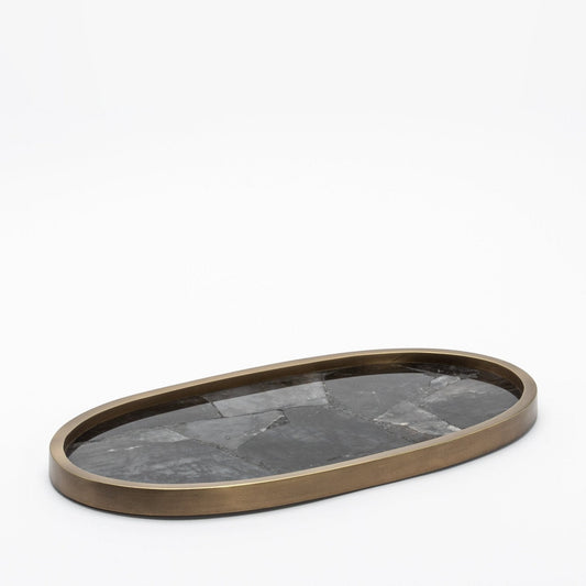 Tray in Quartz with Bronze Patina Brass by Kifu Paris