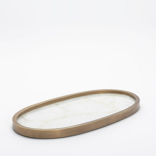 Tray in Quartz with Bronze Patina Brass by Kifu Paris
