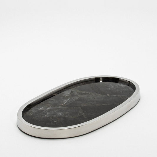 Tray in Quartz with Polished Stainless Steel by Kifu Paris