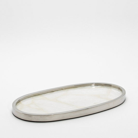 Tray in Quartz with Polished Stainless Steel by Kifu Paris