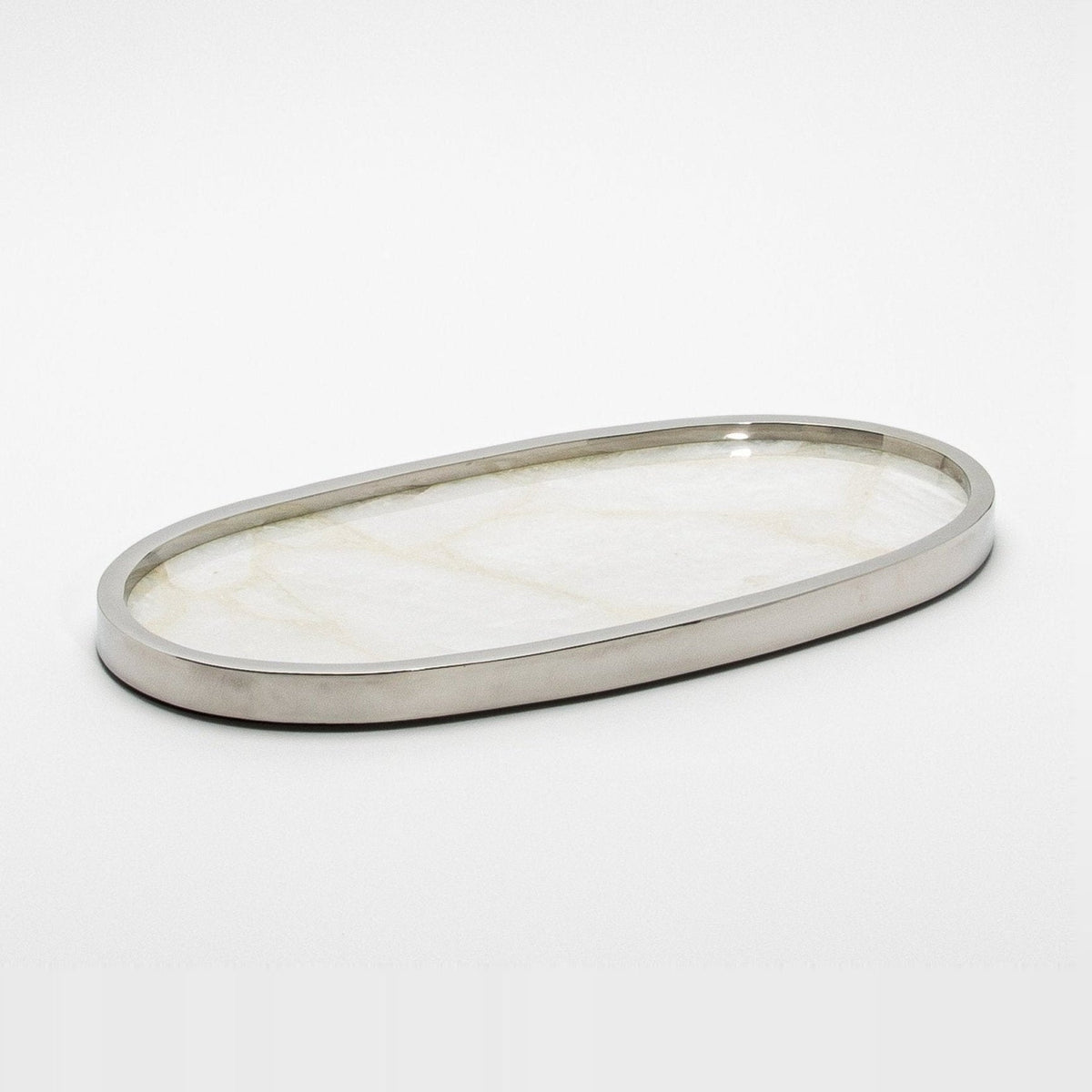 Tray in Quartz with Polished Stainless Steel by Kifu Paris