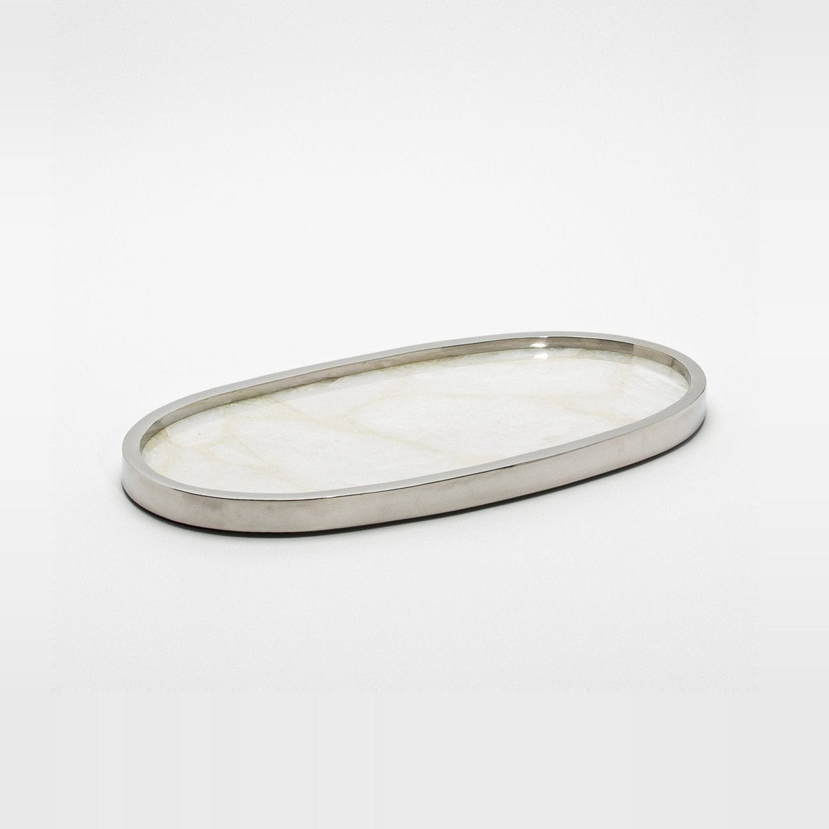 Tray in Quartz with Polished Stainless Steel by Kifu Paris