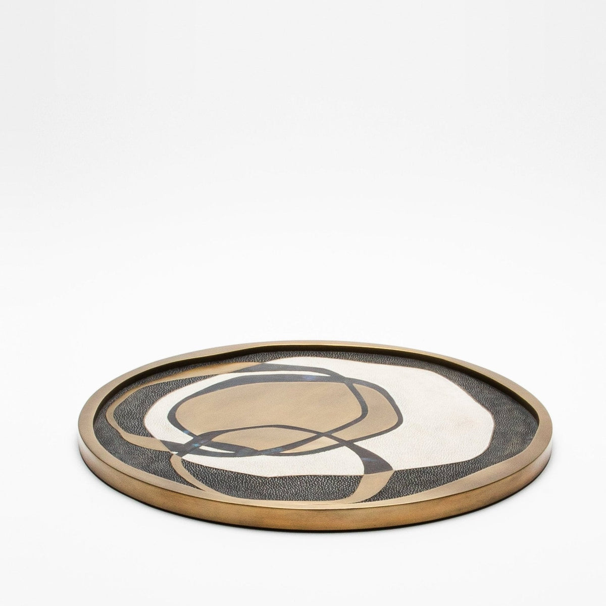 Tray in Shagreen with Blue Pen Shell and Brass Inserts by R&Y Augousti