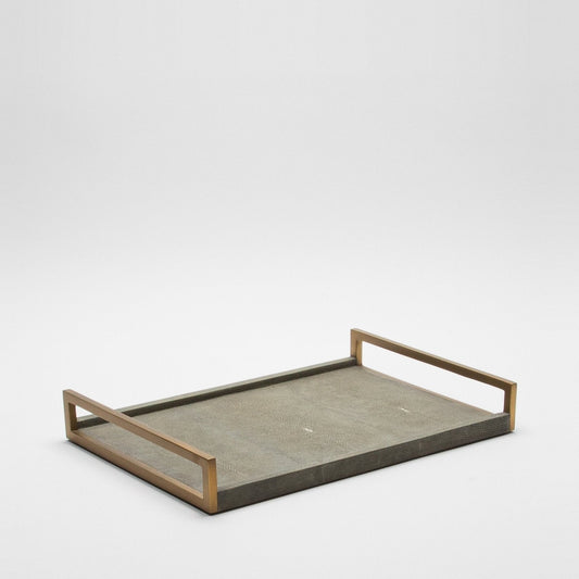 Tray in Shagreen with Bronze by R&Y Augousti