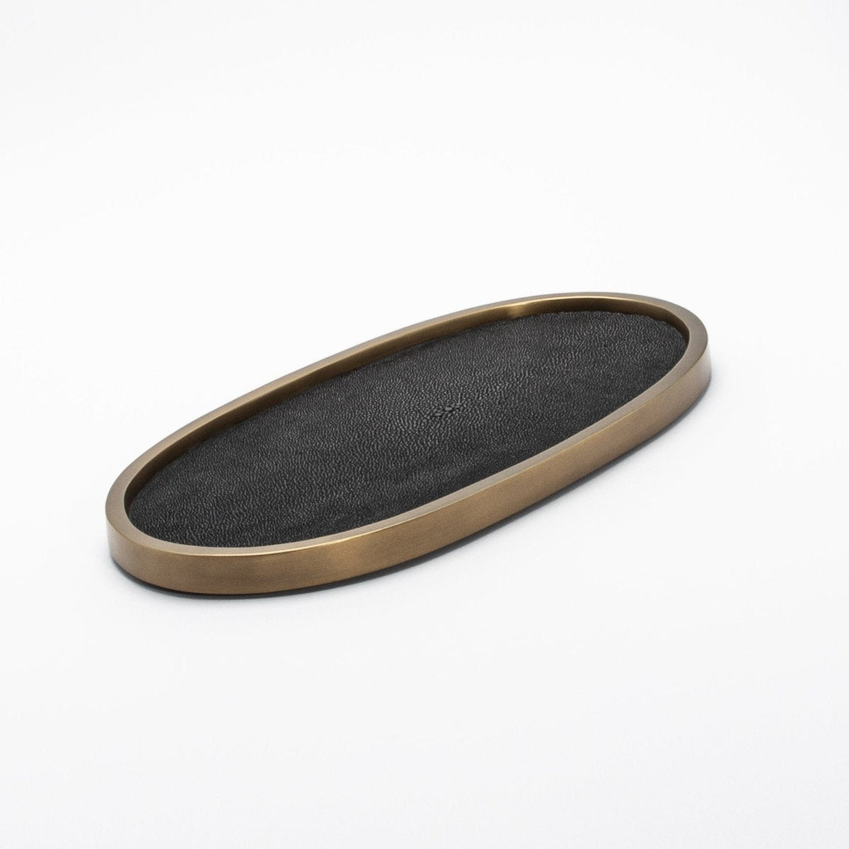 Tray in Shagreen with Bronze Patina Brass by Kifu Paris
