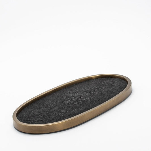 Tray in Shagreen with Bronze Patina Brass by Kifu Paris