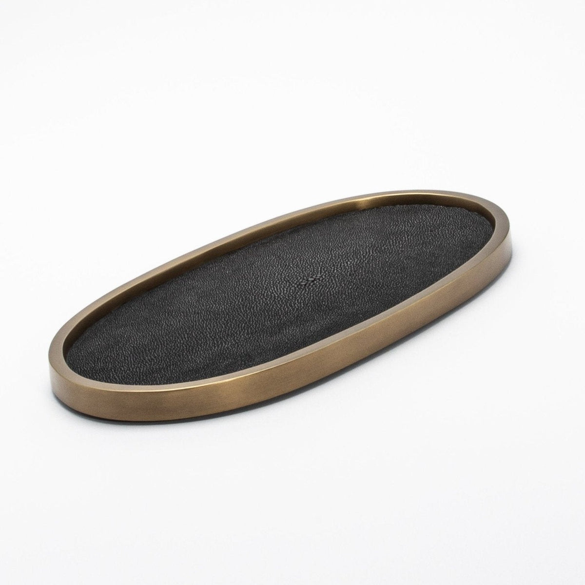 Tray in Shagreen with Bronze Patina Brass by Kifu Paris