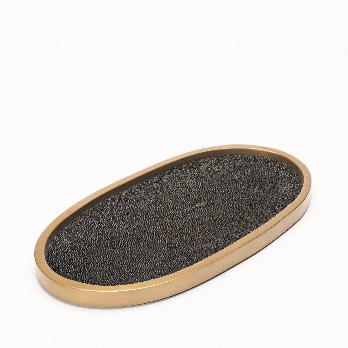 Tray in Shagreen with Bronze Patina Brass by Kifu Paris