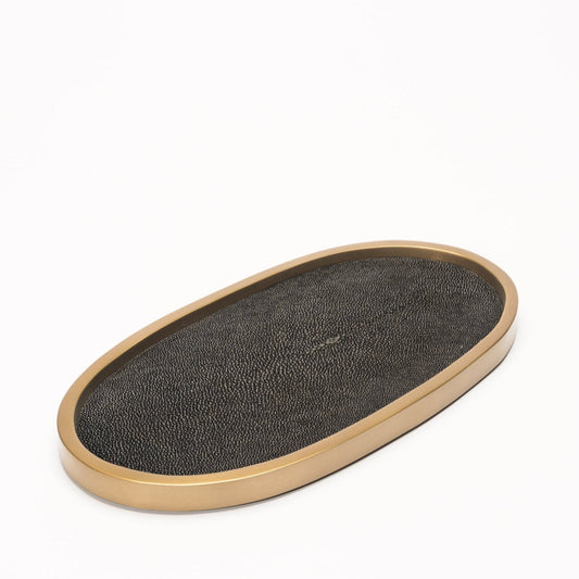 Tray in Shagreen with Bronze Patina Brass by Kifu Paris