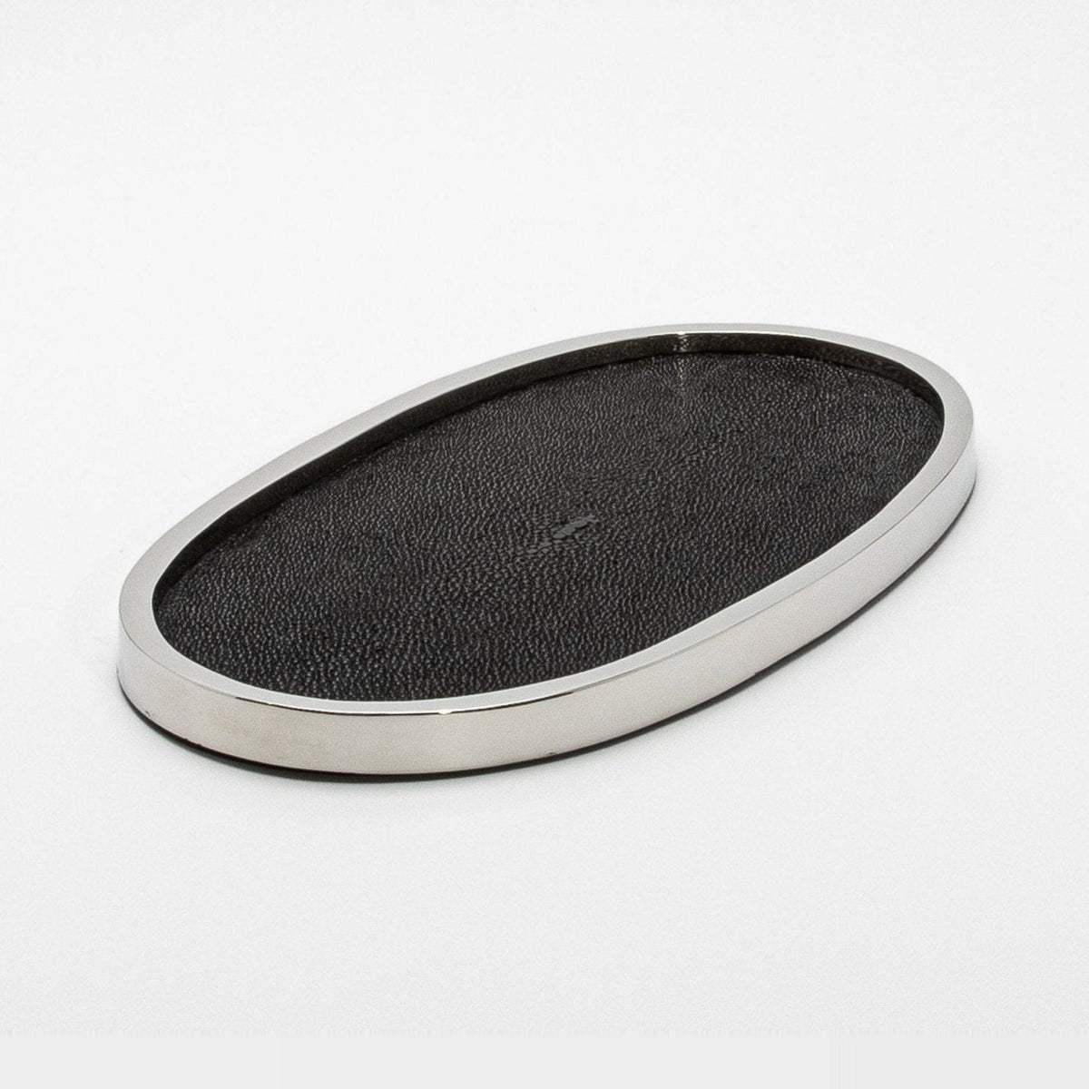 Tray in Shagreen with Polished Stainless Steel by Kifu Paris