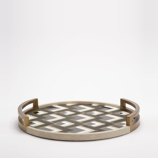 Tray in Shagreen with Triangle Pattern by R&Y Augousti