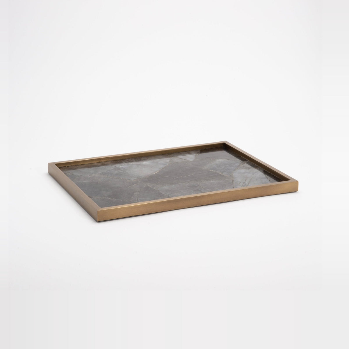 Tray in Smokey Black Quartz with Bronze Patina Brass by Kifu Paris