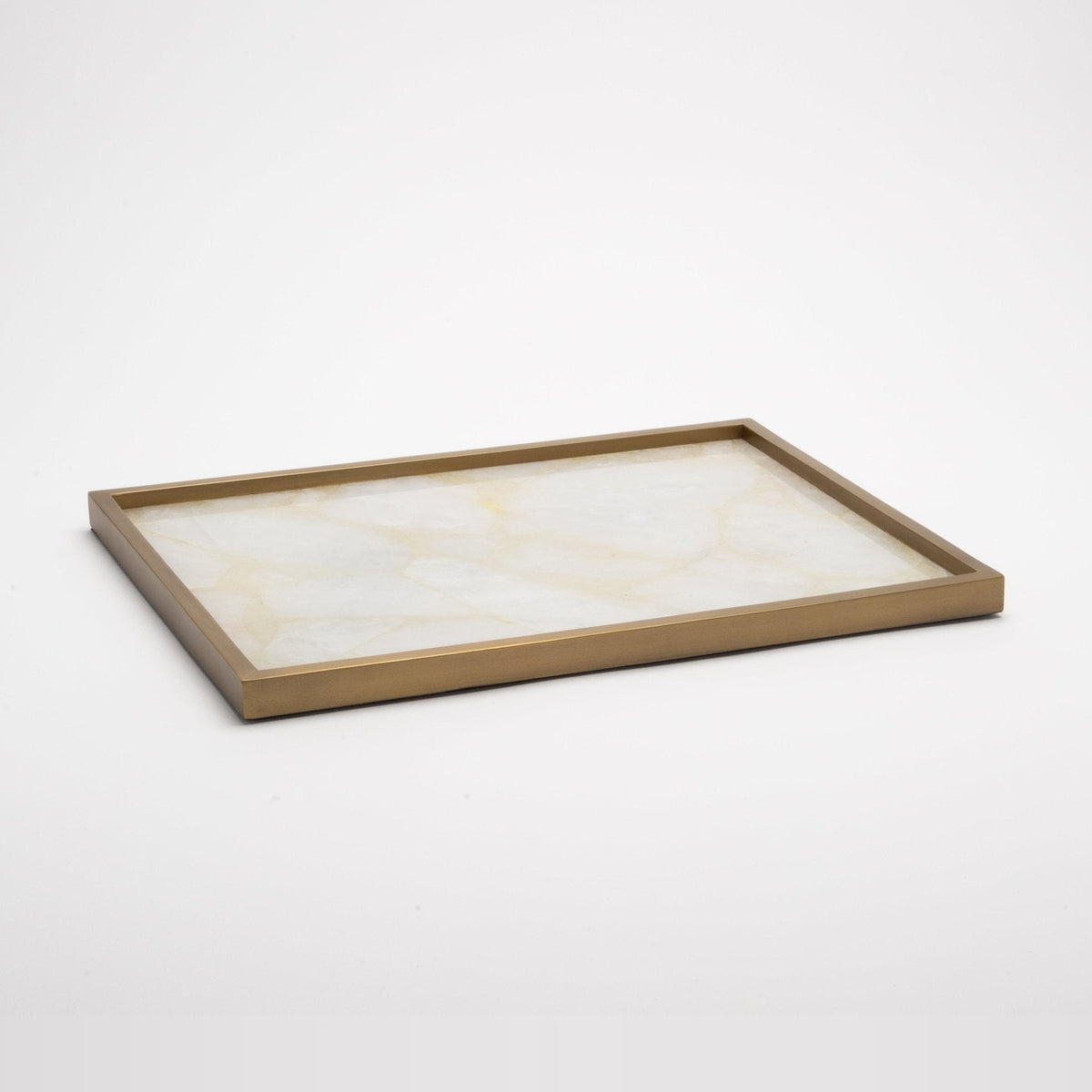 Tray in Smokey White Quartz with Bronze Patina Brass by Kifu Paris
