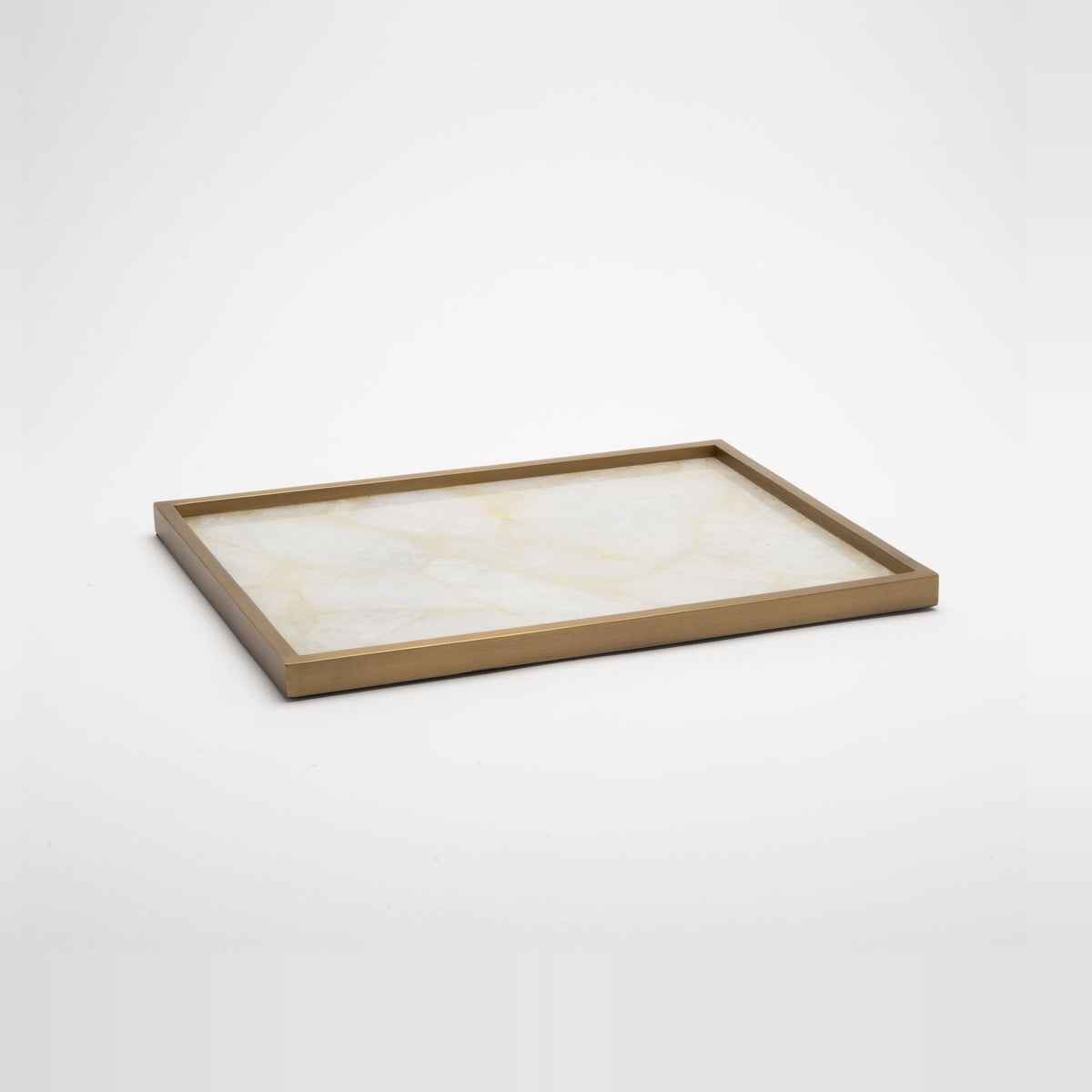 Tray in Smokey White Quartz with Bronze Patina Brass by Kifu Paris