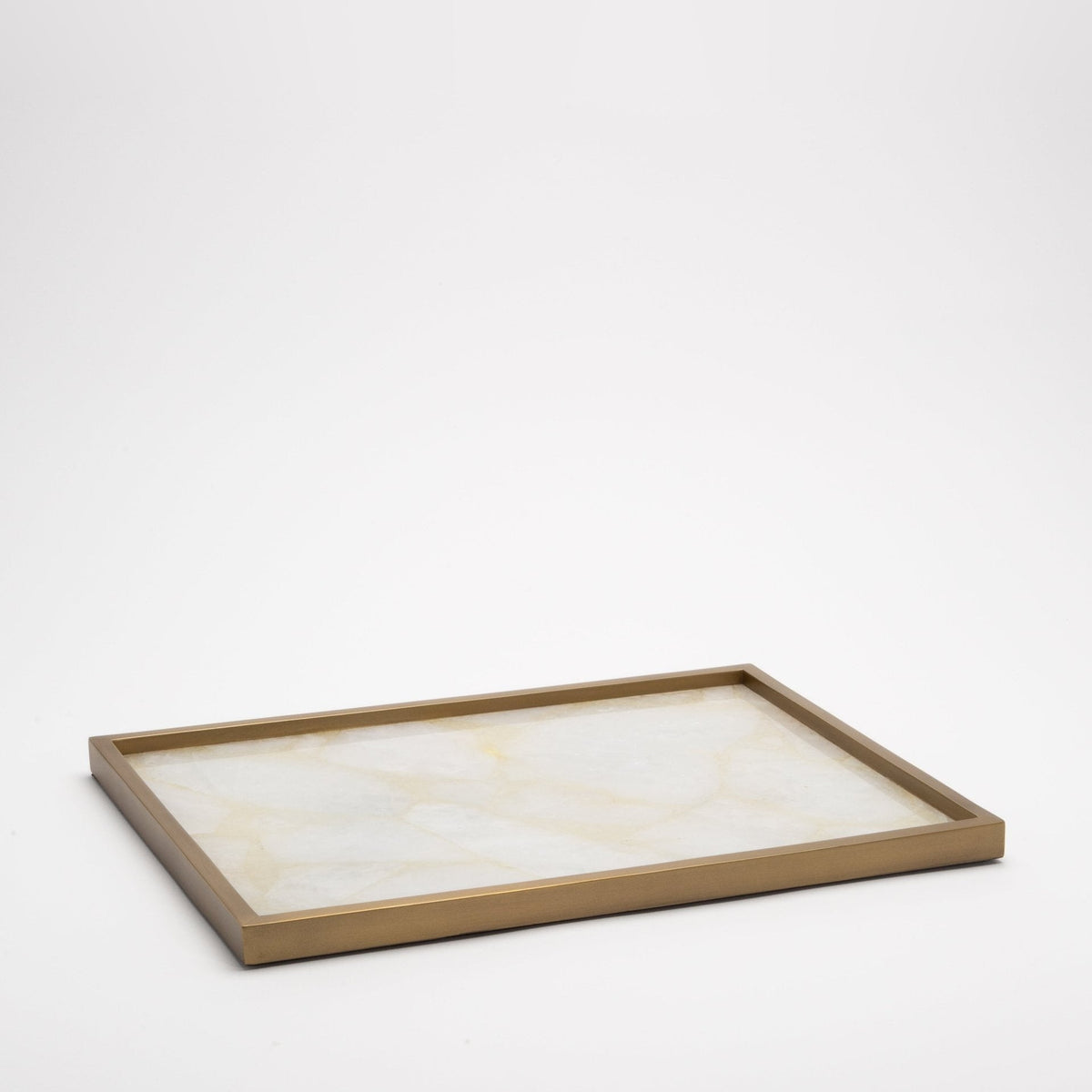 Tray in Smokey White Quartz with Bronze Patina Brass by Kifu Paris