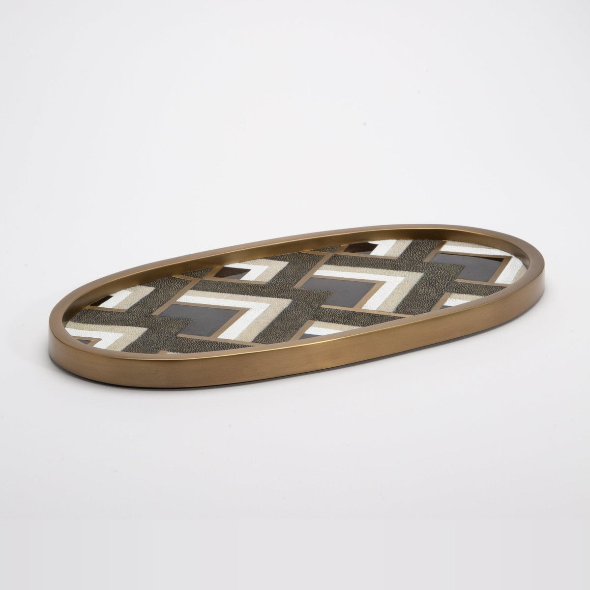 Tray in Triangle Pattern with Bronze Patina Brass by Kifu Paris
