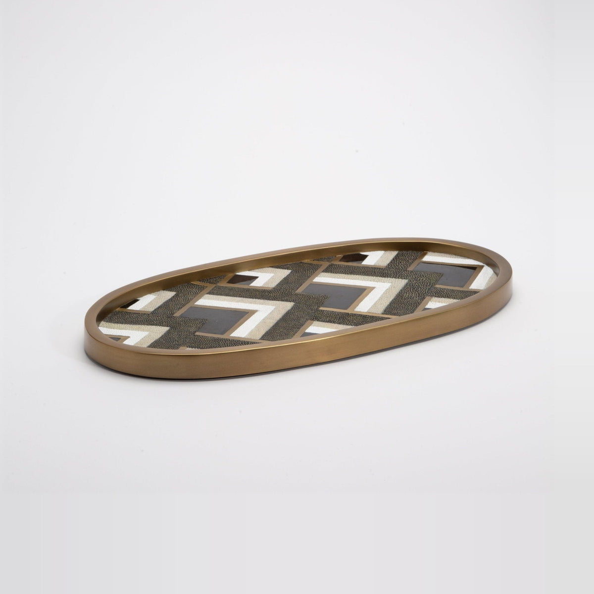 Tray in Triangle Pattern with Bronze Patina Brass by Kifu Paris